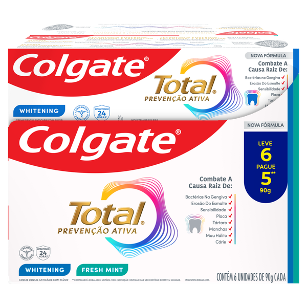 Creme Dental Colgate T 12 Leve 6 Pague 5 Whit Adv Fresh 90g
