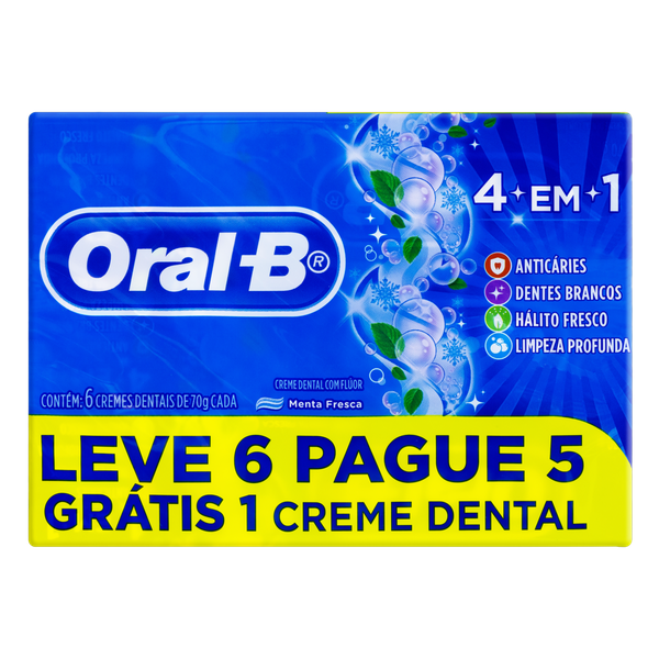 Creme Dental Oral-B 4 em 1 Leve 6 Pague 5 70g