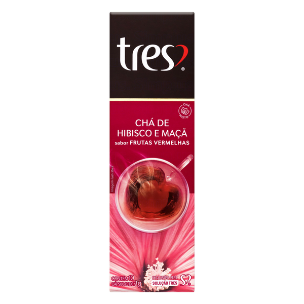 Cápsulas de Chá 3 Corações Hibisco Maçã 10x2,5g