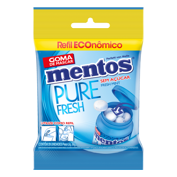 Chicle Mentos Zero 28 Unidades Pure Fresh Mint 56g