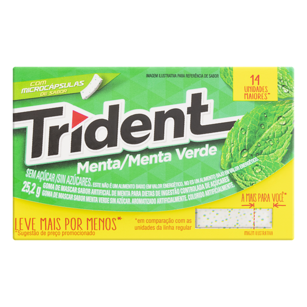 Chicletes Trident 14 Unidades Menta 25,2g