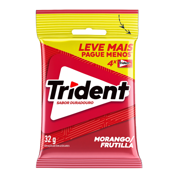 Chiclete Trident Bag Morango 4 Unidades 32g