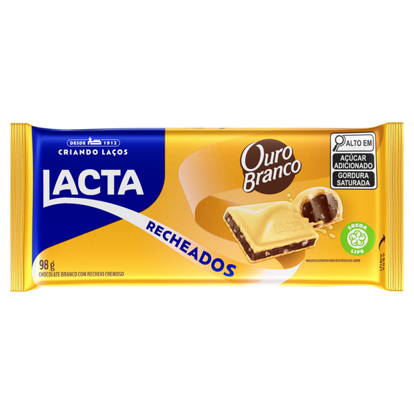 Chocolate Lacta Recheado Ouro Branco 98g