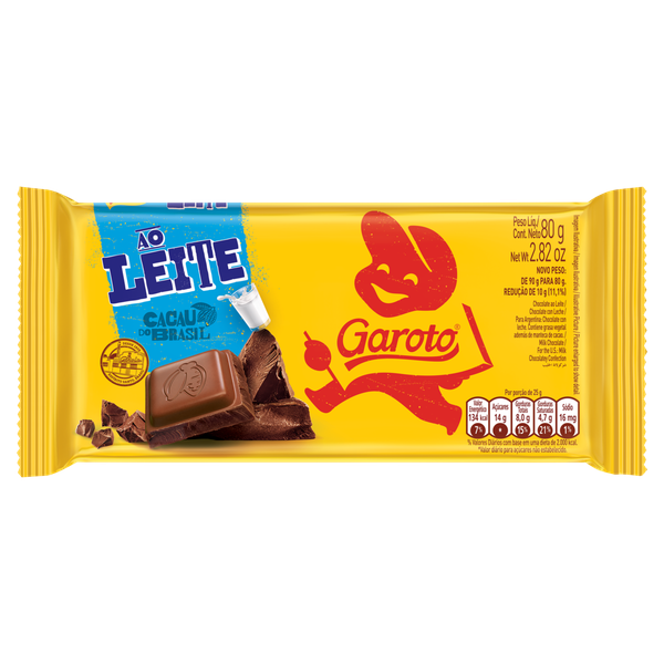 Chocolate Barra Ao Leite Garoto 80g