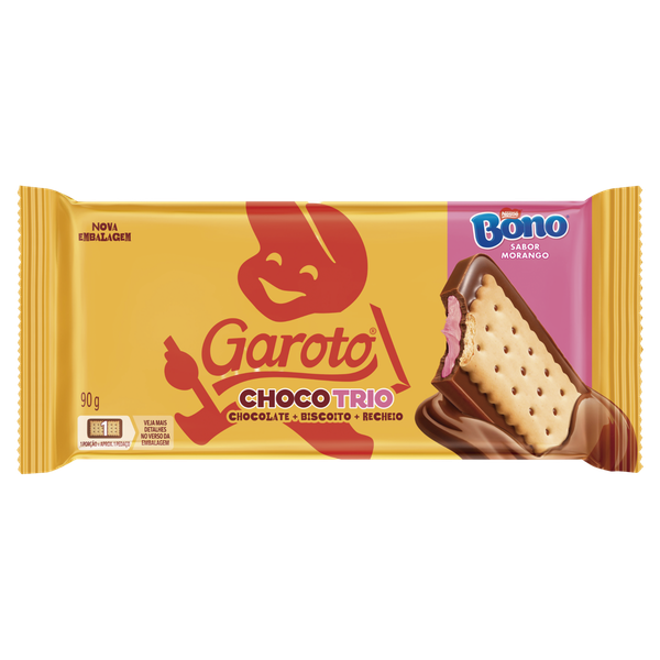 Chocolate Recheado Biscoito Morango Garoto 90g