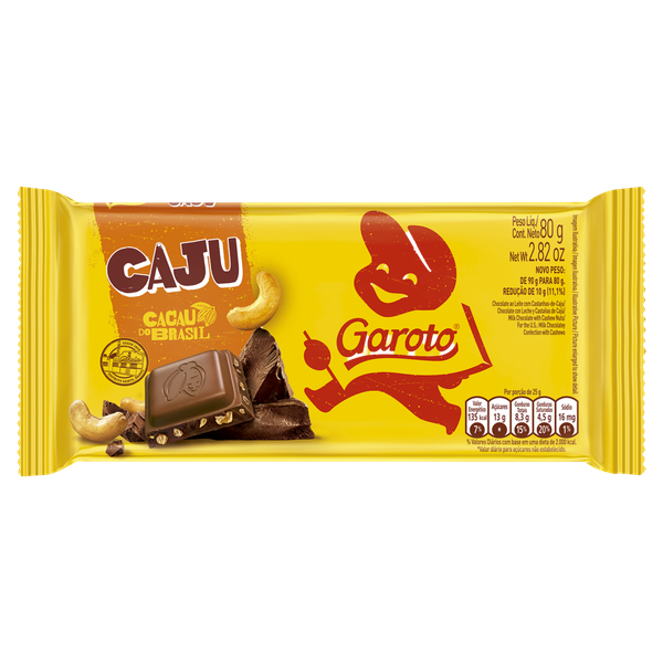 Chocolate Barra Castanha de Caju Garoto 80g