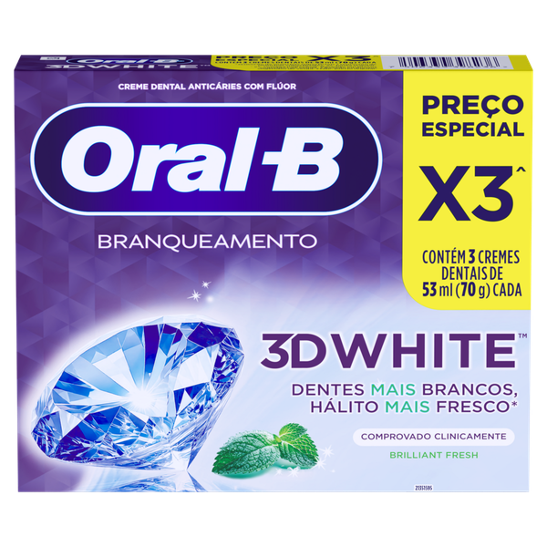 Creme Dental Oral B 3Dw 3x70g