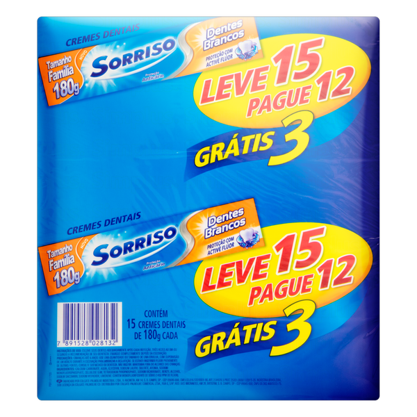 Creme Dental Sorriso Dentes Brancos Leve 15 Pague 12 180g