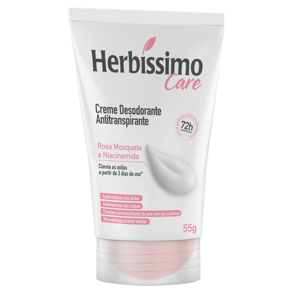 Desodorante Antitranspirante Creme Herbíssimo Care Rosa Mosqueta e Niacinamida 72h 55g
