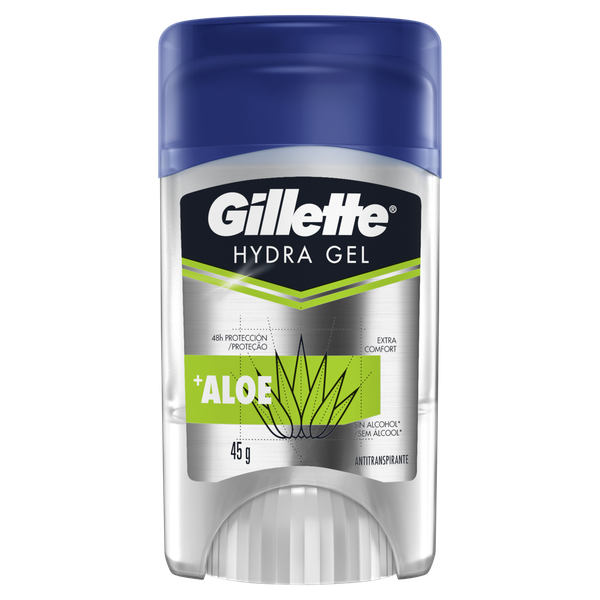 Desodorante Antitranspirante Hydra Gel Gillette Aloe Aplicação Transparente Masculino 45g