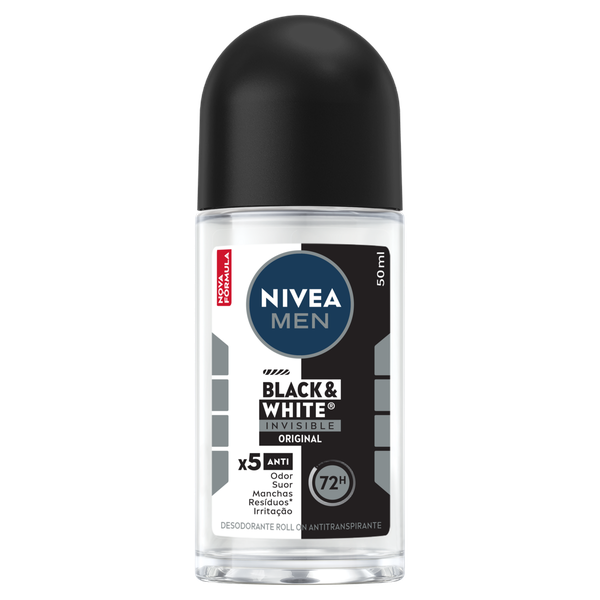 Desodorante Roll-On Nivea Masculino Invisible Black & White 50ml