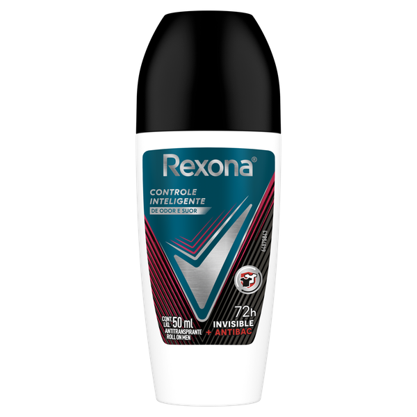 Desodorante Masculino Rexona Antibacterial + Invisible Roll-On 50ml