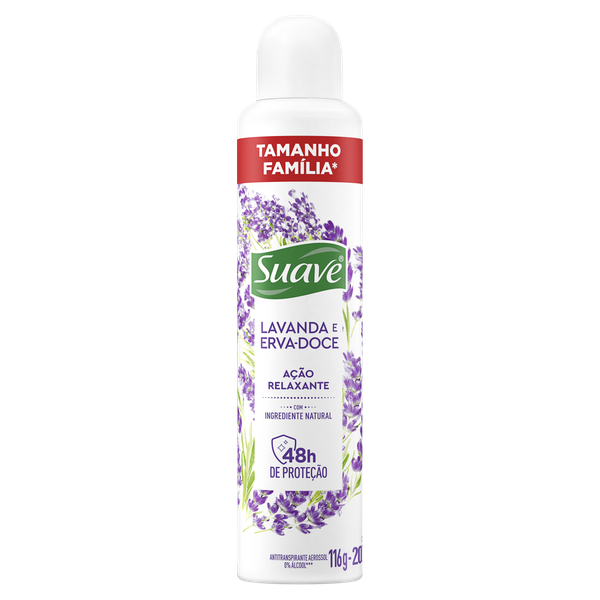 Desodorante Aerosol Suave Antitranspirante Lavanda E Erva-doce 200ml