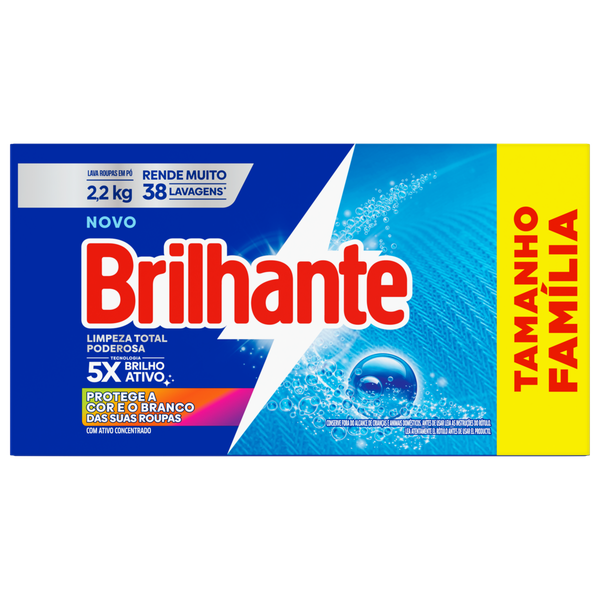 Detergente em Pó Brilhante Limpeza Total 2,2kg