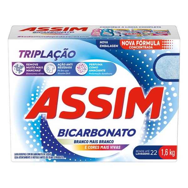 Detergente em Pó Assim Tripla Ação Cartucho 1,6kg
