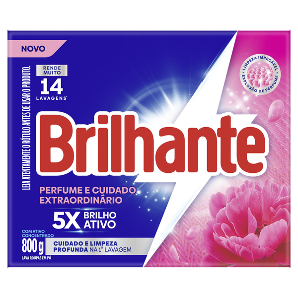 Detergente em Pó Brilhante Cuidado Extraordinário 800g