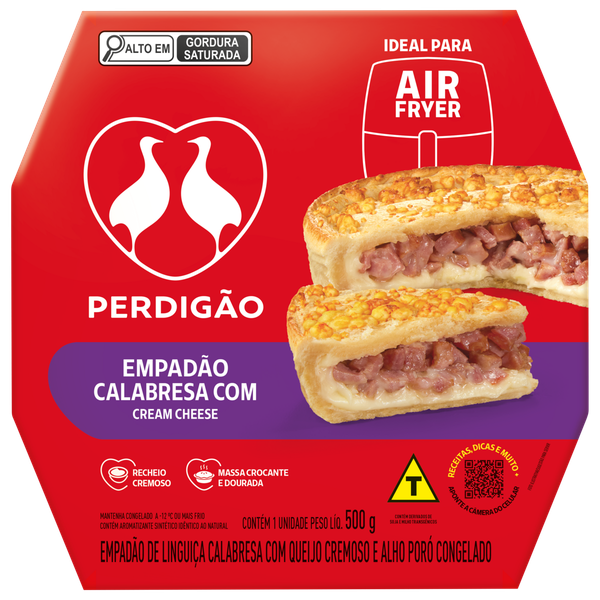 Empadão Congelado Perdigão Calabresa Cream Cheese 500g
