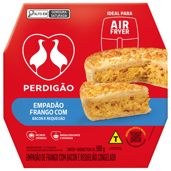 Empadão Congelado Perdigão Frango Bacon e Requeijão 500g