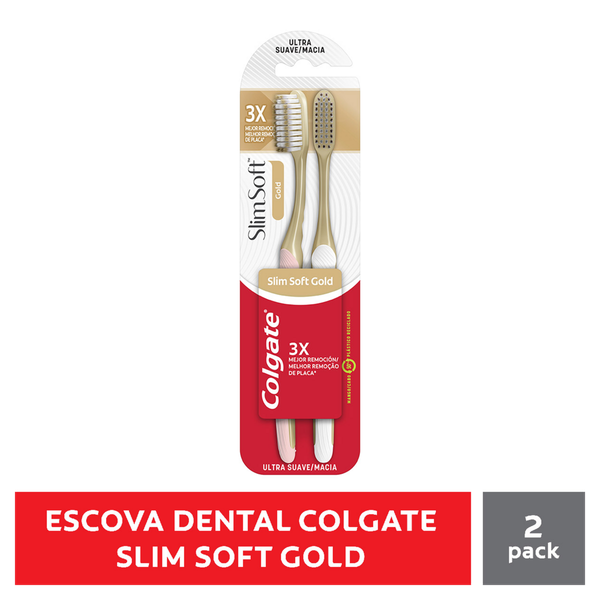 Escova Dental Colgate Slim Soft Gold Ultra Macia 2 Unidades