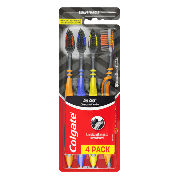 Escova Dental Colgate Zig Zag Carvão 4 Unidades