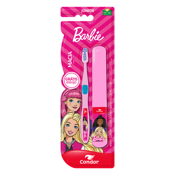 Escova Dental Condor Junior Barbie com Estojo Macia