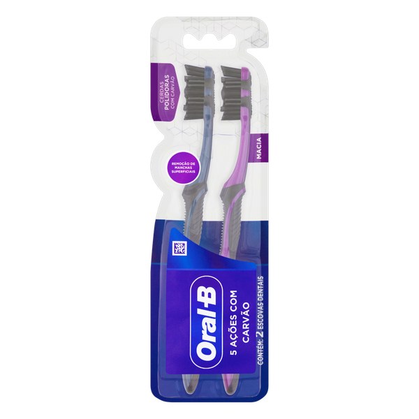 Escova Dental Oral B 5 Ações Carvão 2 Unidades
