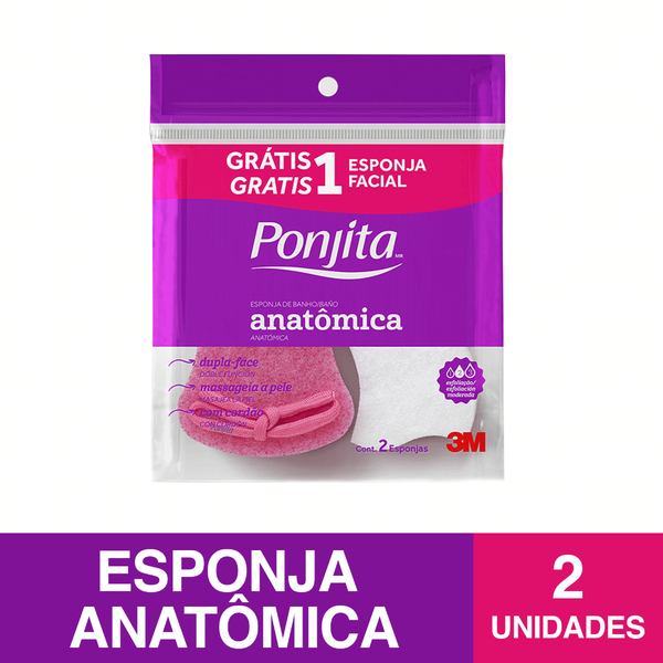 Esponja para Banho Ponjita Anatômica Grátis Esponja Facial