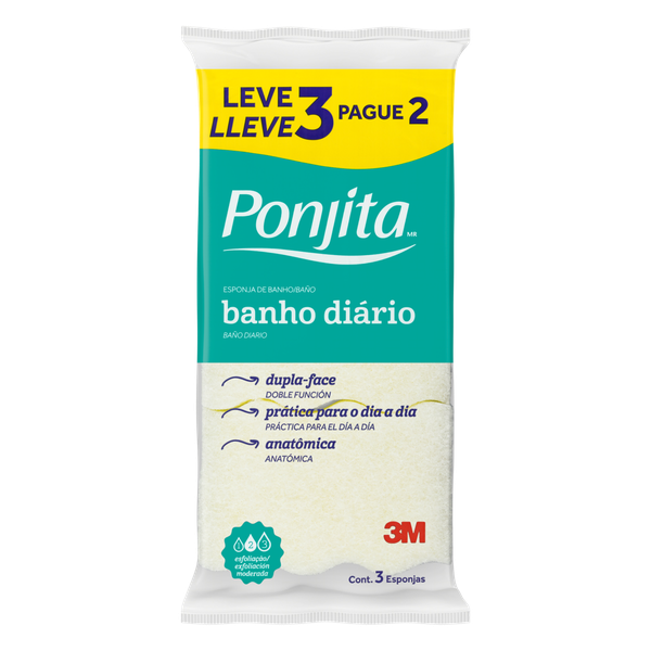 Esponja para Banho Ponjita Leve 3 Pague 2 3 Unidades