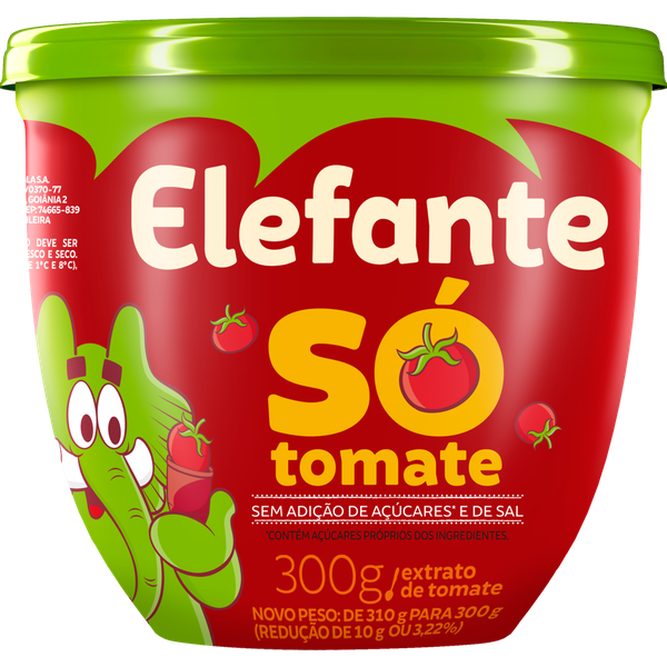 Extrato de Tomate Elefante Só Tomate Preto 300g