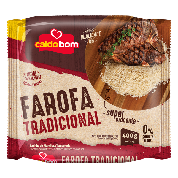 Farofa de Mandioca Caldo Bom Temperada 400g Tradicional