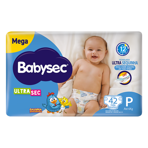 Fralda Babysec Galinha Pintadinha Mega para 42 Unidades