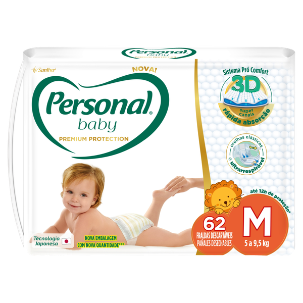 Fralda Personal Baby Premium Protection M 62 Unidades