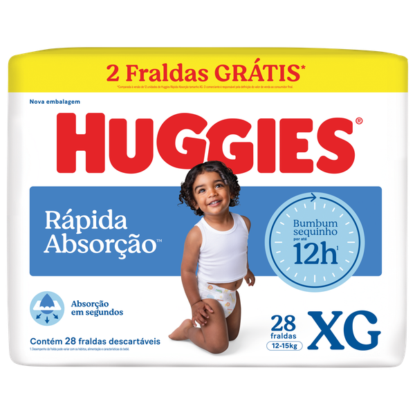 Fralda Tripla Proteção Mega XG Huggies 28 Unidades 2 Gotinhas