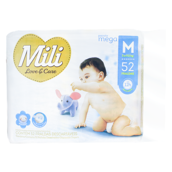 Fralda Love Care Mega M Mili 52 Unidades