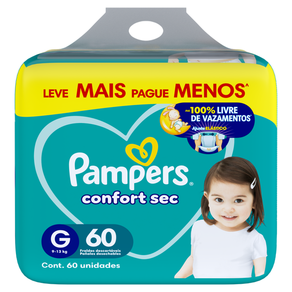 Fralda Pampers Confortsec Pacote Ao G 60 Unidades