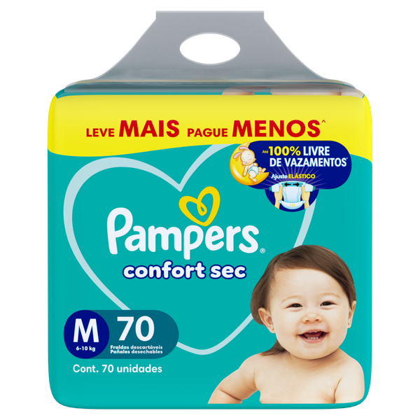 Fralda Pampers Confortsec Pacote Ao M 70 Unidades