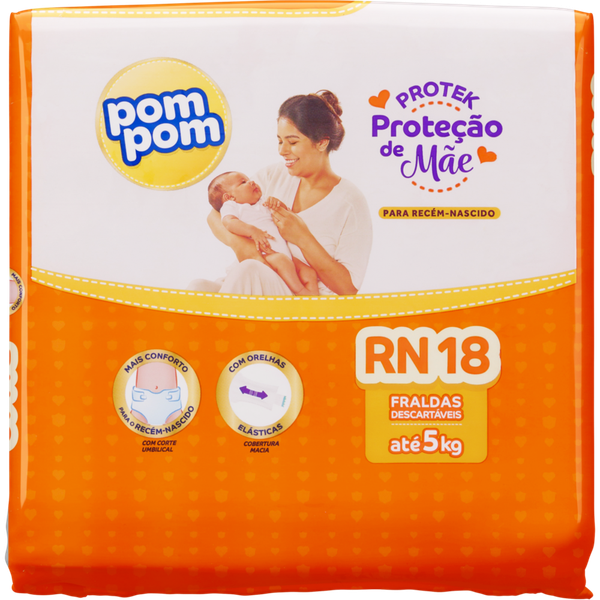 Fralda Pom Pom Protek Jumbo Rn 18Un