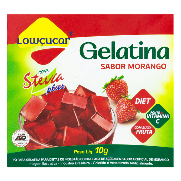 Gelatina Diet Stevia Lowçucar Morango 10g