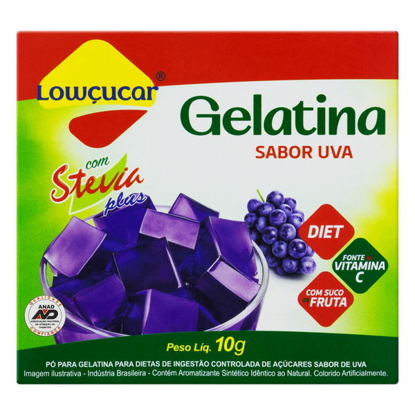 Gelatina Diet Stevia Lowçucar Uva 10g