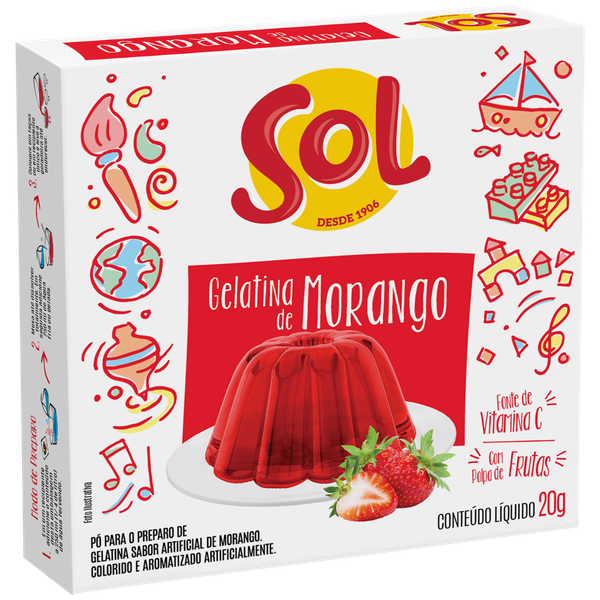 Gelatina Sol Morango 20g