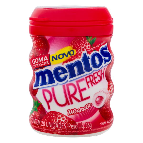 Chicletes Mentos Pure Strawberry 56g