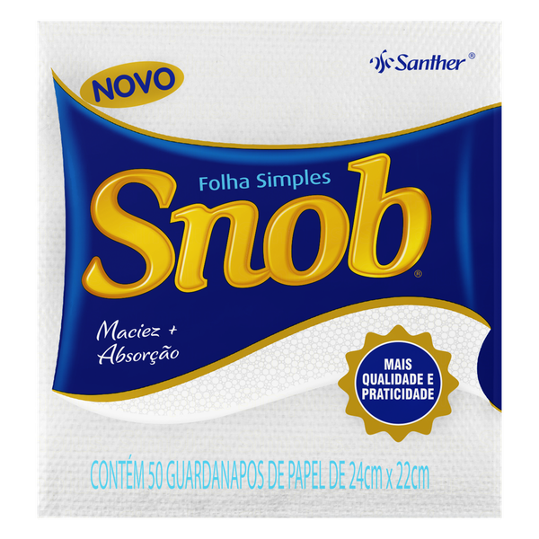 Guardanapo de Papel Snob Folha Simples 24x22cm 50 Unidades