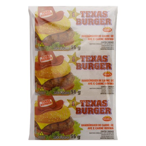 Hambúrguer Seara Texas Burger Ave e Bovina 56g