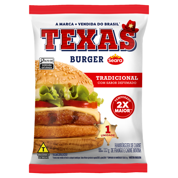 Hambúrguer Bovino Seara Texas Tradicional 112g
