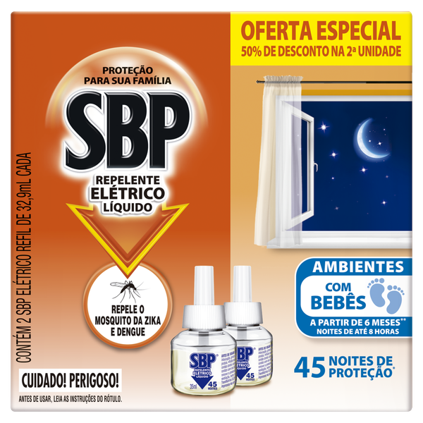 Inseticida Refil Líquido SBP 2x35ml 45 Noites