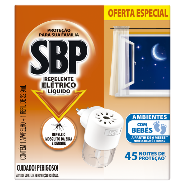 Inseticida Refil Líquido SBP Grátis Aparelho 35ml 45 Noites