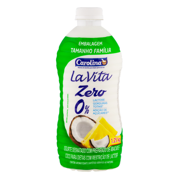 Iogurte Zero Lactose Abacaxi e Coco Carolina 1,250kg