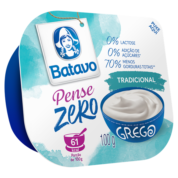 Iogurte Grego Batavo Pense Zero Tradicional 100g