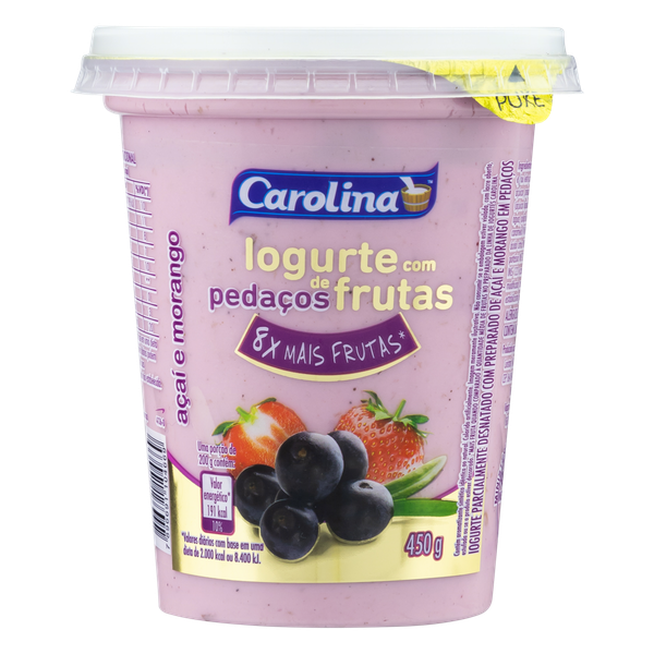 Iogurte Carolina Desnatado Polpa Açaí e Morango 450g