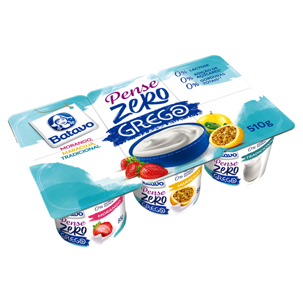 Iogurte Grego Batavo Desnatado Zero Lactose Morango Maracujá 510g